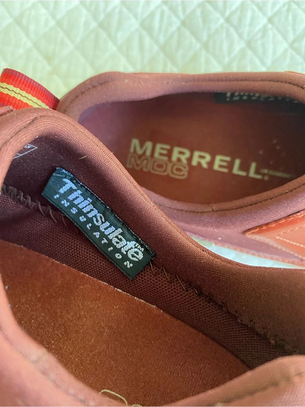 Merrell Polar Moc Waterproof Slip-On Hiking Shoes Leather Red Bean Insulated 7
